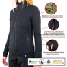 Detalles femeninos y descripción del producto de la chaqueta de lana Merino - Alpin Loacker